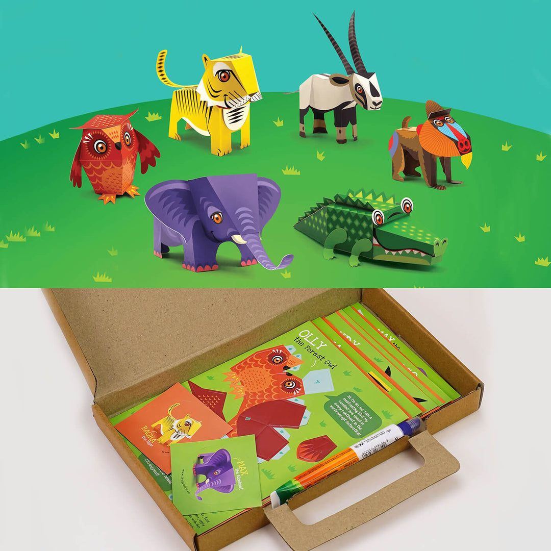 DIY Mini Endangered Animals Paper Craft Kit - Set of 6