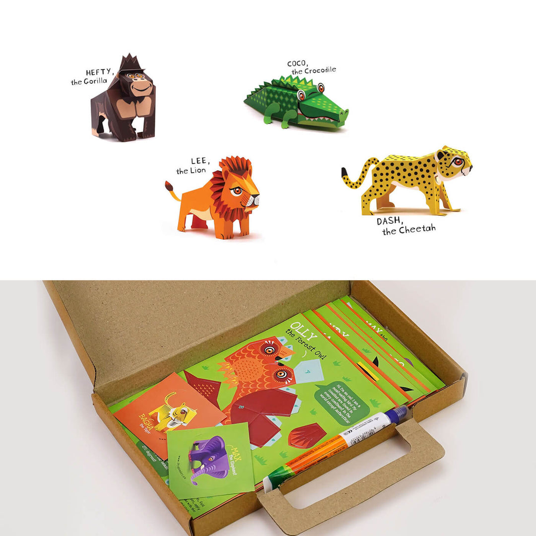 Mini Endangered Animals Paper Craft DIY Kit - Set of 6