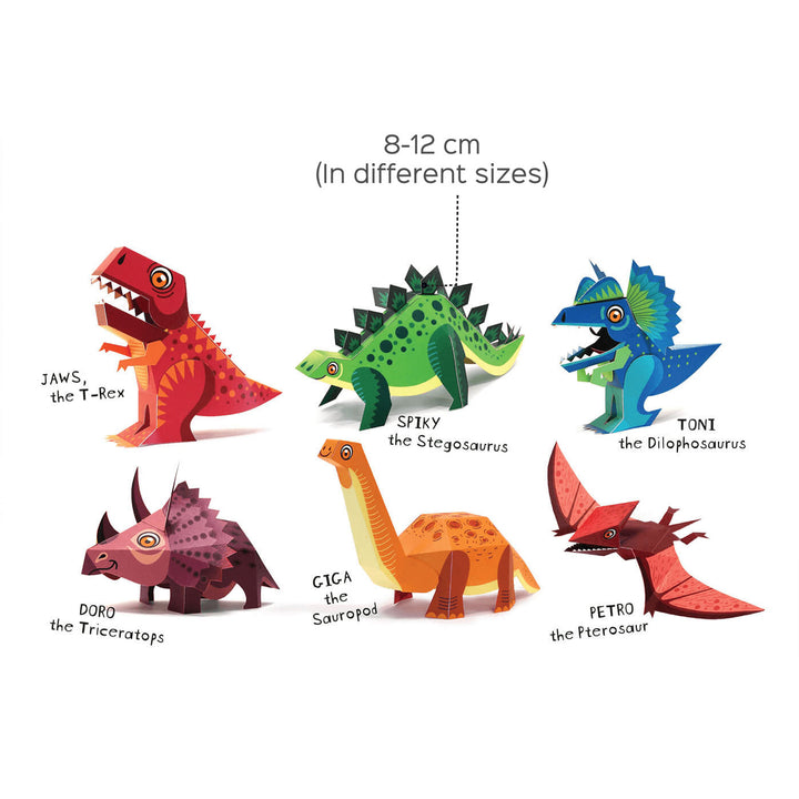 DIY Mini Prehistoric Dinosaurs Paper Craft Kit - Set of 6