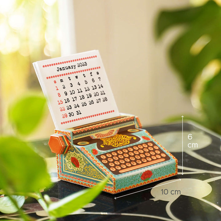 Colourful Typewriter Desk Calendar 2025 & 2026 DIY Paper Craft Kit