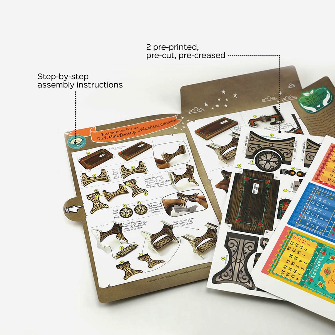 Mini Sewing Machine Desk Calendar 2025 DIY Paper Craft Kit