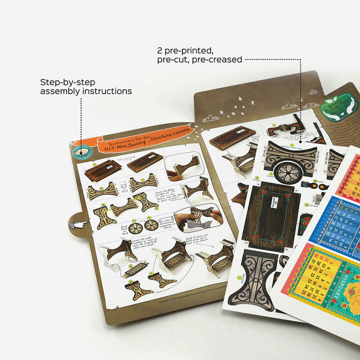 Mini Sewing Machine Desk Calendar 2025 DIY Paper Craft Kit