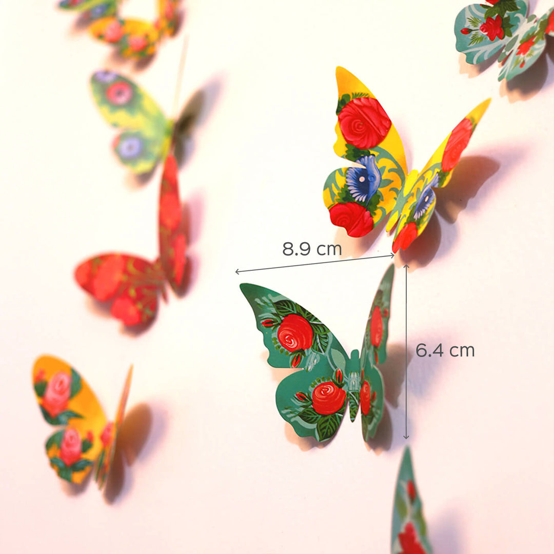Colourful Paper Butterflies Wall Decor - Set of 24