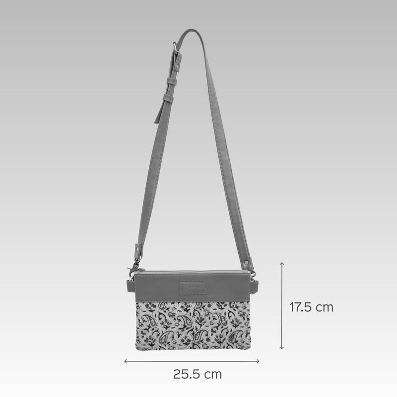 Ajrakh & Faux Leather Side Sling Bag