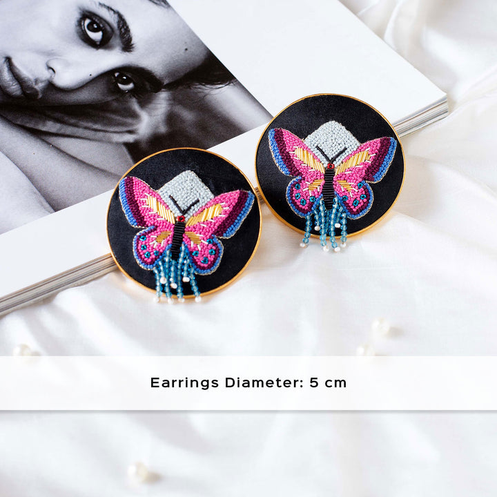 Embroidered Butterfly Cressida Earrings