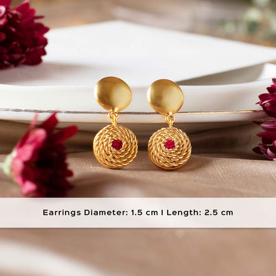 Embroidered Oriana Golden Earrings
