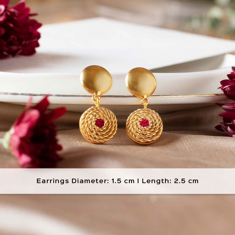 Embroidered Oriana Golden Earrings