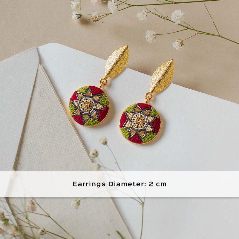 Embroidered Flower Motif Zia Earrings