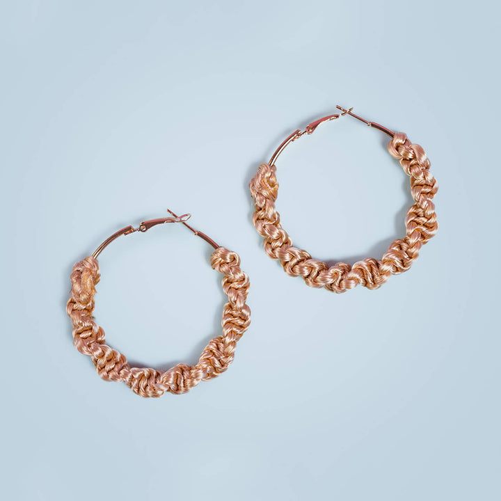 Golden Macrame Hoop Earrings