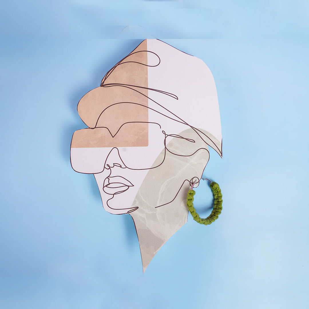 Green Twisted Macrame Hoop Earrings - Zwende