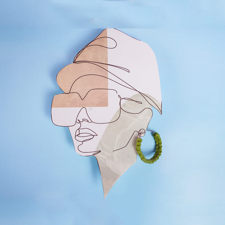 Green Twisted Macrame Hoop Earrings - Zwende
