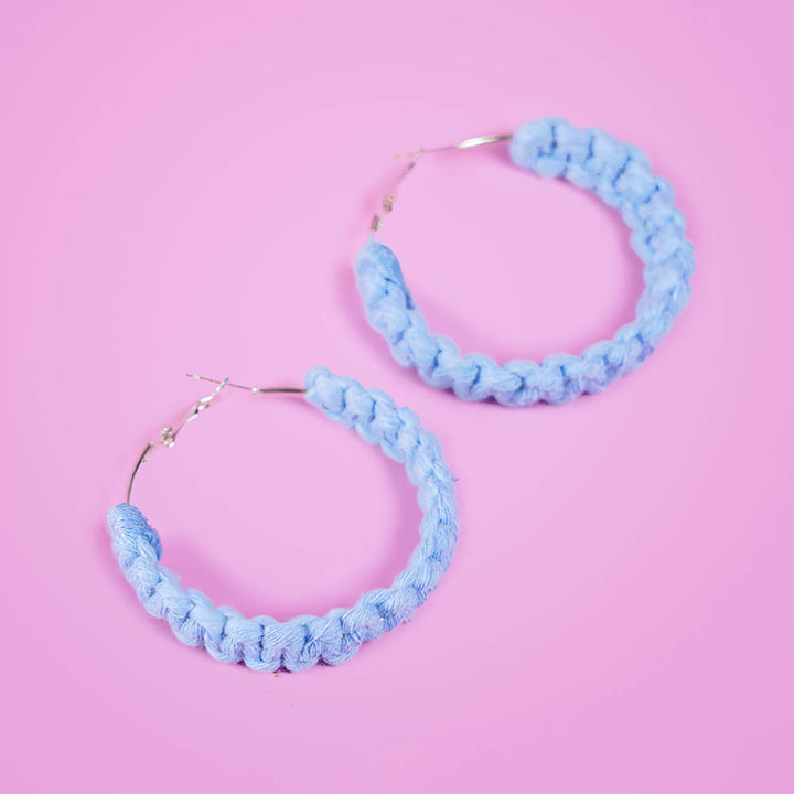 Lavender Braided Macrame Hoop Earrings