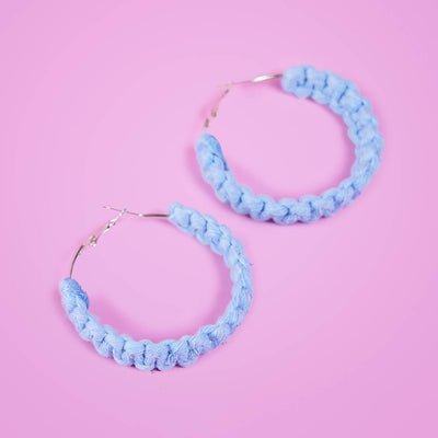 Lavender Braided Macrame Hoop Earrings