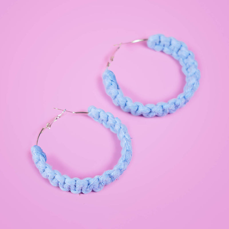Lavender Braided Macrame Hoop Earrings