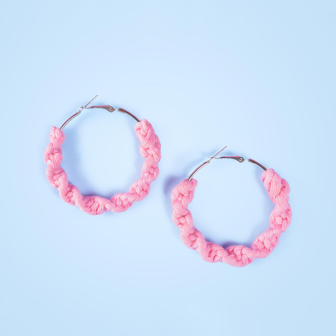 Light Pink Macrame Twisted Earrings