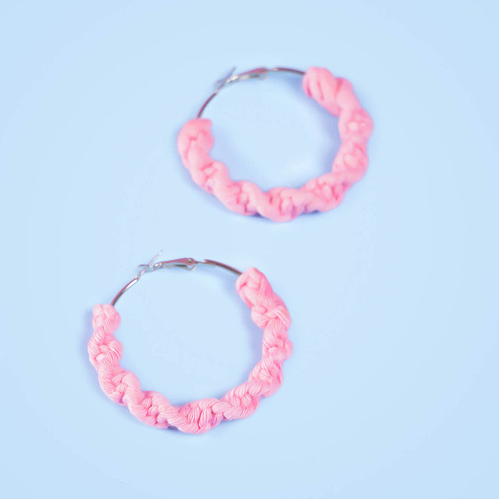Light Pink Macrame Twisted Earrings