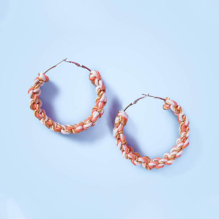 Shades of Pink Macrame Hoop Earrings