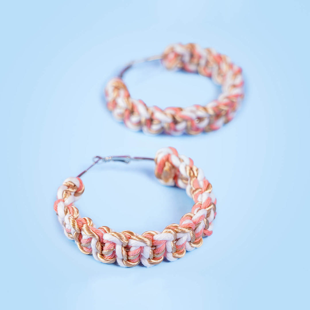 Shades of Pink Macrame Hoop Earrings