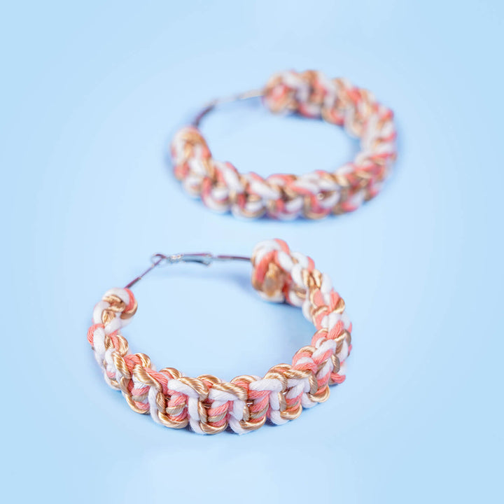 Shades of Pink Macrame Hoop Earrings