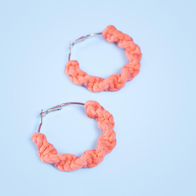 Pastel Orange Twisted Macrame Earrings