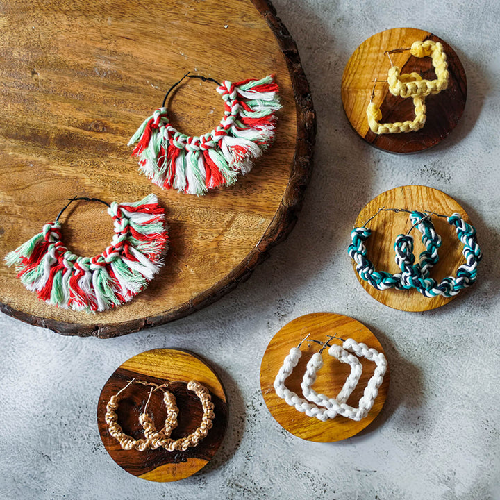White Macrame Earrings