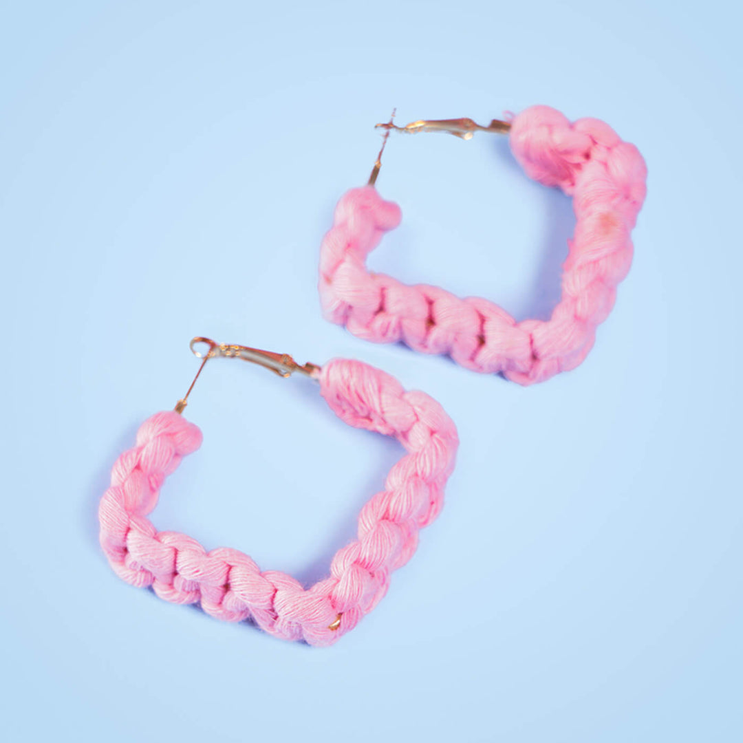 Pink Macrame Earrings