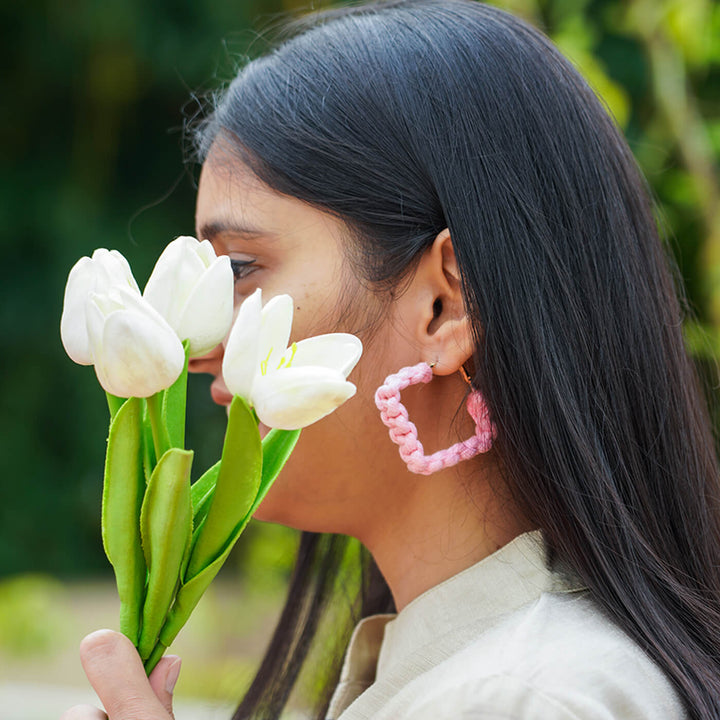Pink Macrame Earrings