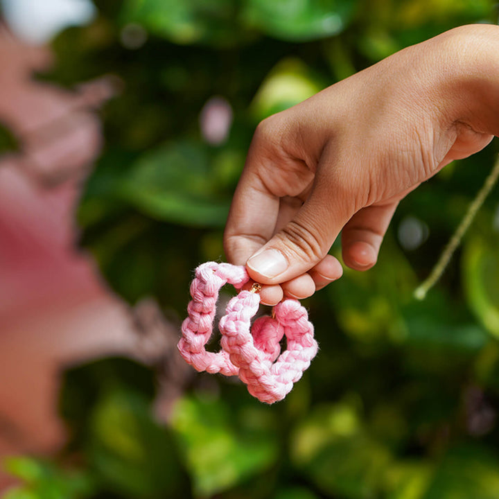 Pink Macrame Earrings