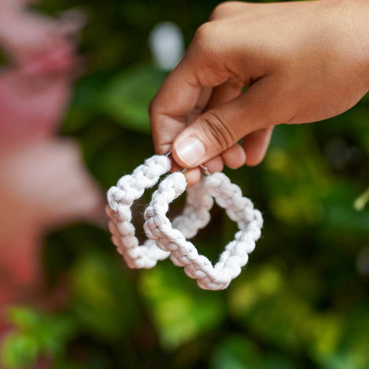 White Macrame Earrings