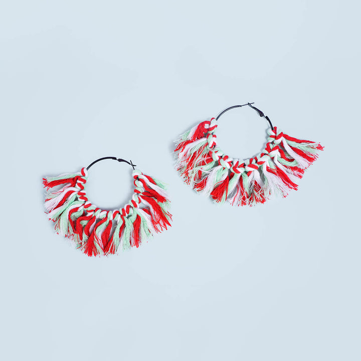 Multi-colored Macrame Tassled Earrings