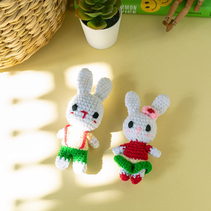 Cute Bunny Couple Crochet Toy