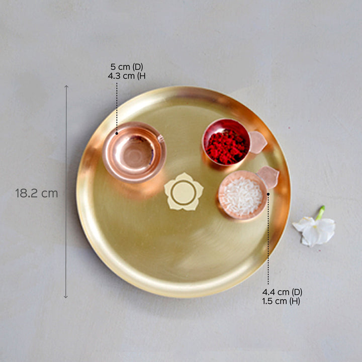 Brass Divinity Platter | Set of 4 Puja Essentials