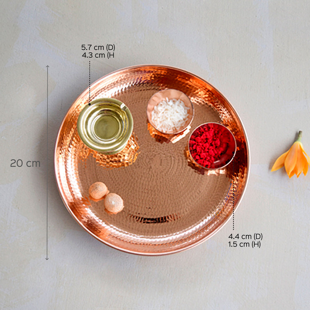 Copper Divinity Platter | Set of 4 Puja Essentials