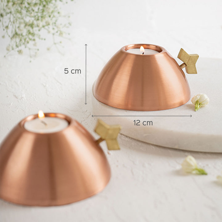 Kaju Katli-Shaped Copper Tealight
