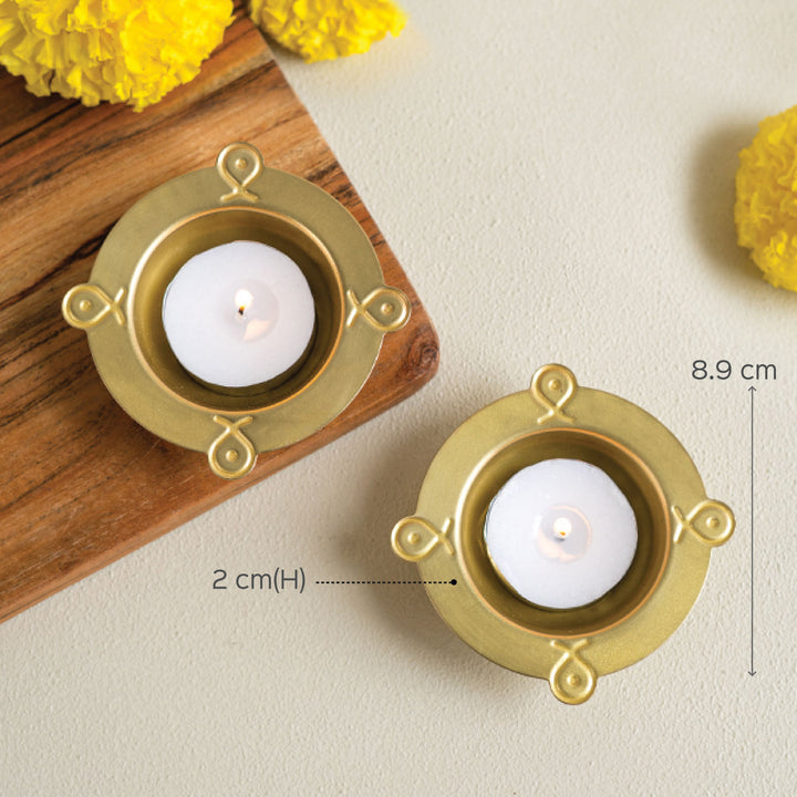 Brass Rangoli Tealights | Set of 2