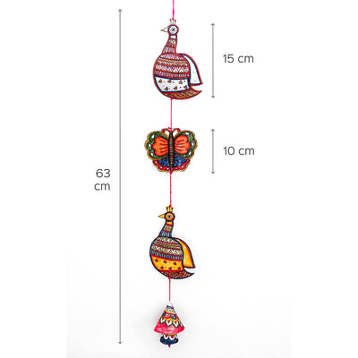 Hand-painted Peahen and Butterful Tholu Puppet Hanging