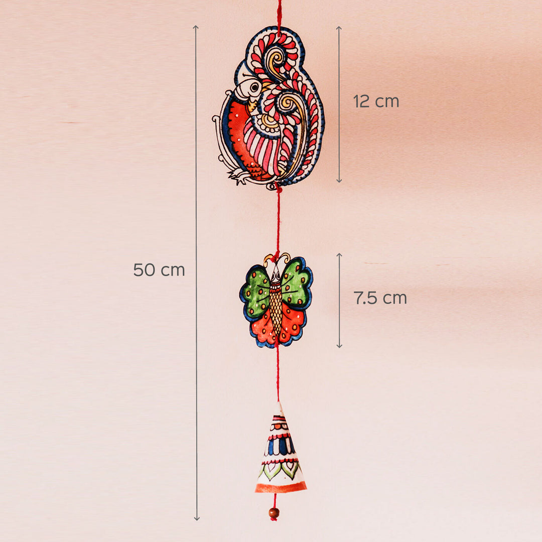 Hand-painted Tholu Peacock and Butterfly Puppet Hanging