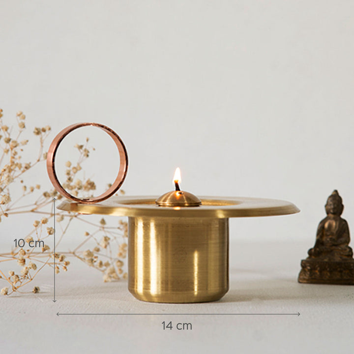 Brass Round Lunar Oil Lamp