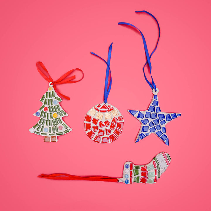 Handmade Round Mosaic Glass Ornaments For Christmas Tree Decoration