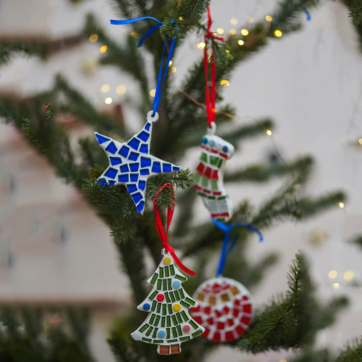 Handmade Round Mosaic Glass Ornaments For Christmas Tree Decoration