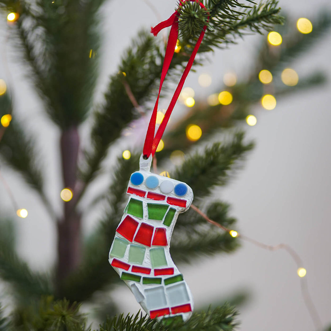 Handmade Stocking Mosaic Glass Ornaments For Christmas Tree Decoration
