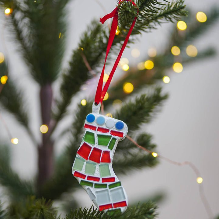 Handmade Stocking Mosaic Glass Ornaments For Christmas Tree Decoration