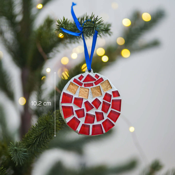 Handmade Round Mosaic Glass Ornaments For Christmas Tree Decoration