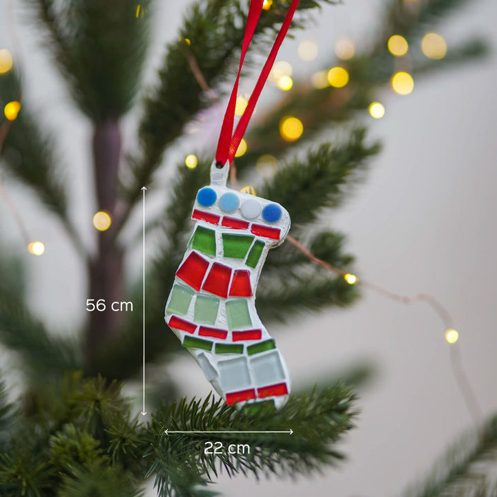 Handmade Stocking Mosaic Glass Ornaments For Christmas Tree Decoration