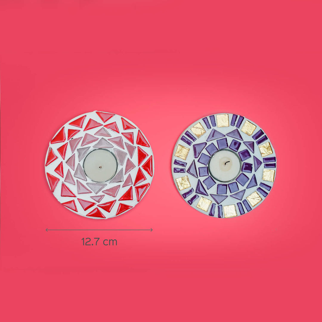 Handcrafted Mosaic Tealight Holders - Set of 2