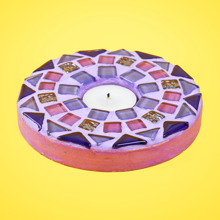 Handcrafted Mosaic Tealight Holders - Set of 2