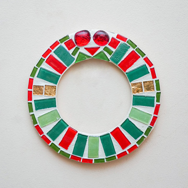 Handmade Glass Mosaic Christmas Wreath
