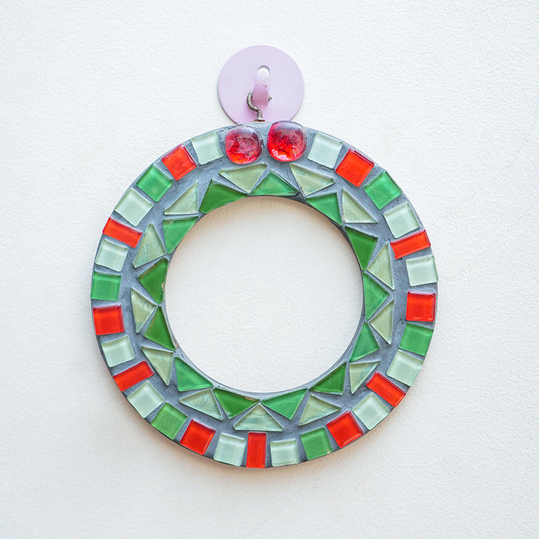 Handmade Glass Mosaic Christmas Wreath
