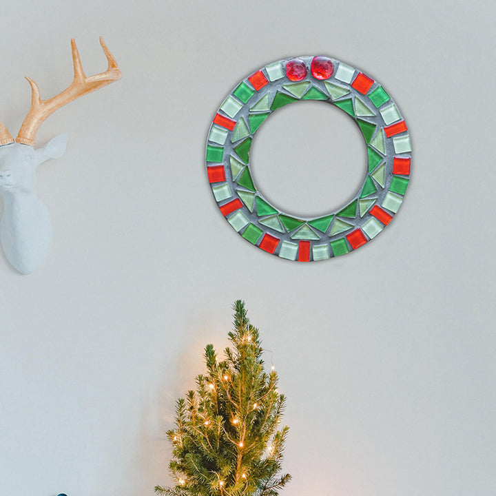 Handmade Glass Mosaic Christmas Wreath
