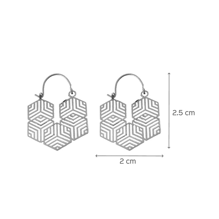 Handmade Brass Modern Hoop Earrings - Geometric Pattern